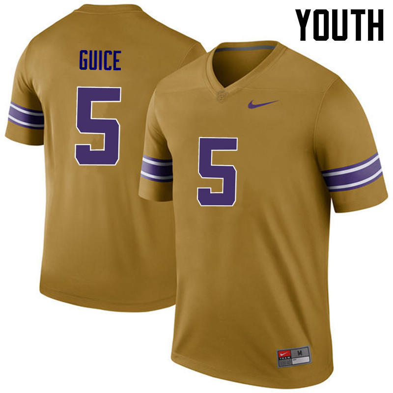 Youth LSU Tigers #5 Derrius Guice College Football Jerseys Game-Legend - Click Image to Close